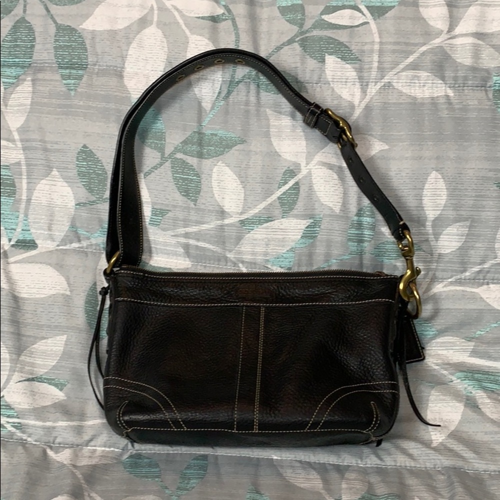 Coach black soft leather small duffle shoulder bag